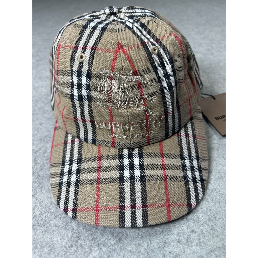 RARE NEW Supreme x Burberry Denim 6-panel Beige Hat SS 2022